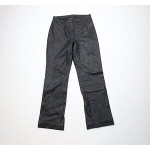 Vintage 90s Streetwear Womens 4 Distressed Soft Lambskin Leather Pants Black